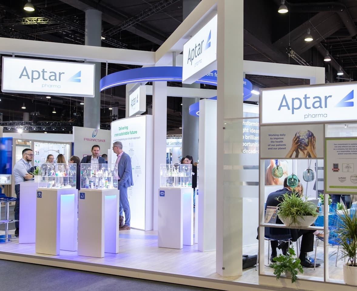 Aptar pharma brand exhibit stand